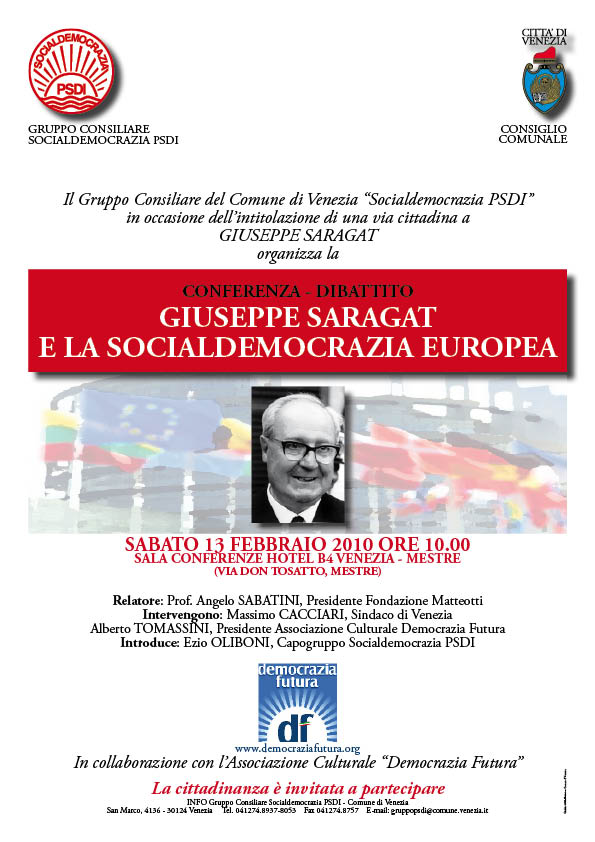 Locandina "Giuseppe Saragat e la socialdemocrazia europea"